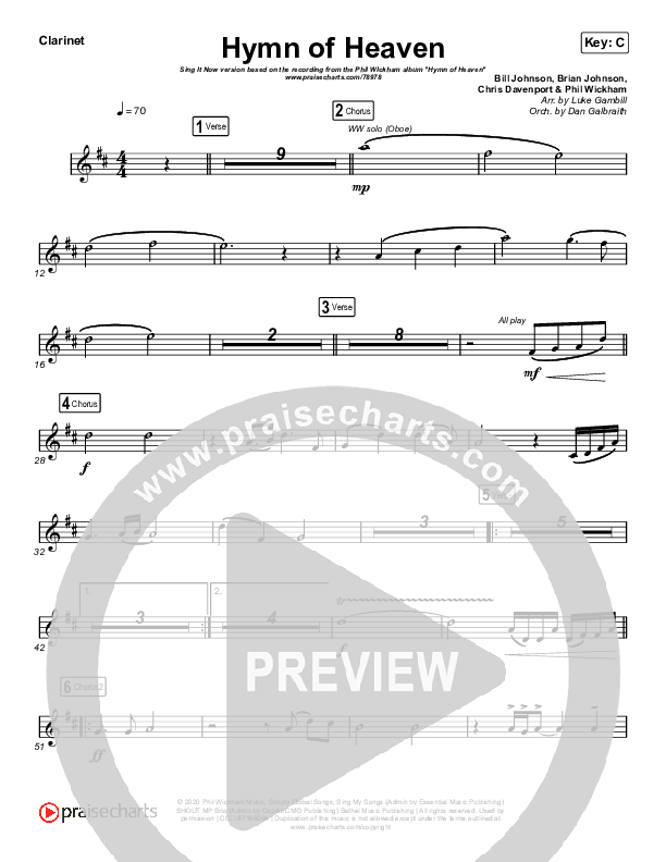 Hymn Of Heaven (Sing It Now SATB) Clarinet (Phil Wickham / Arr. Luke Gambill)