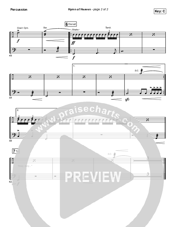 Hymn Of Heaven (Sing It Now SATB) Percussion (Phil Wickham / Arr. Luke Gambill)