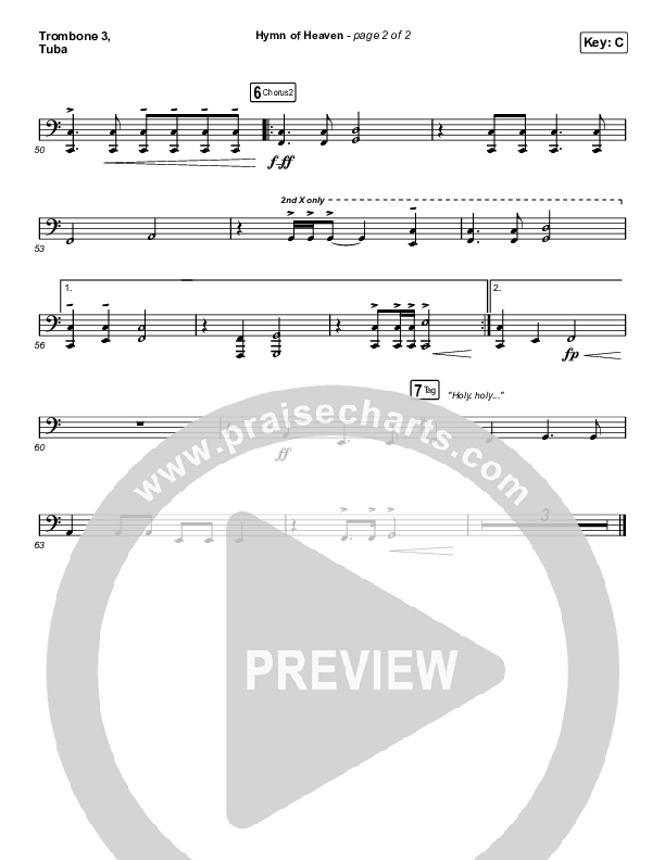 Hymn Of Heaven (Sing It Now SATB) Trombone 3/Tuba (Phil Wickham / Arr. Luke Gambill)