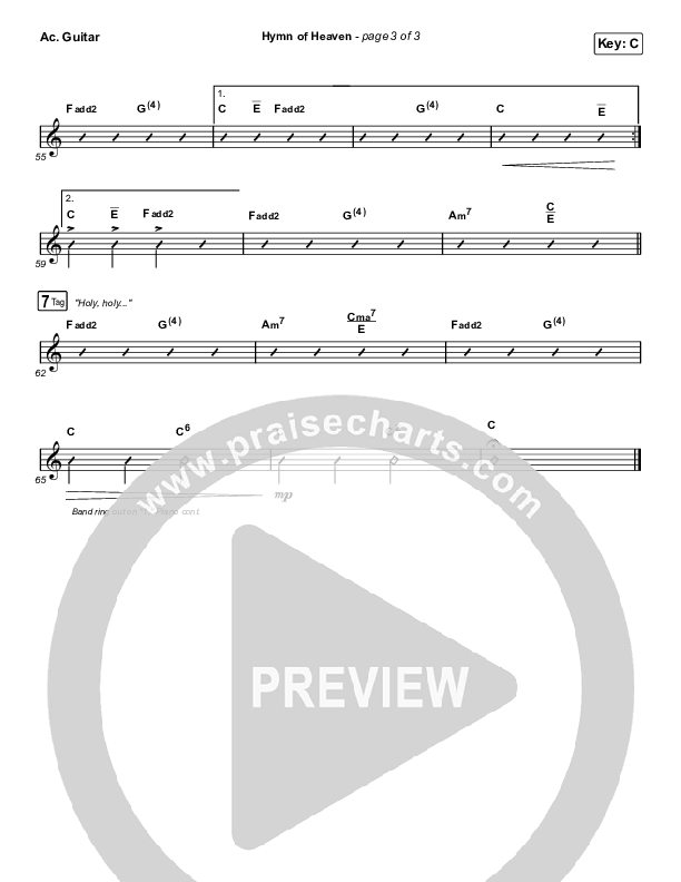 Hymn Of Heaven (Unison/2-Part Choir) Acoustic Guitar (Phil Wickham / Arr. Luke Gambill)