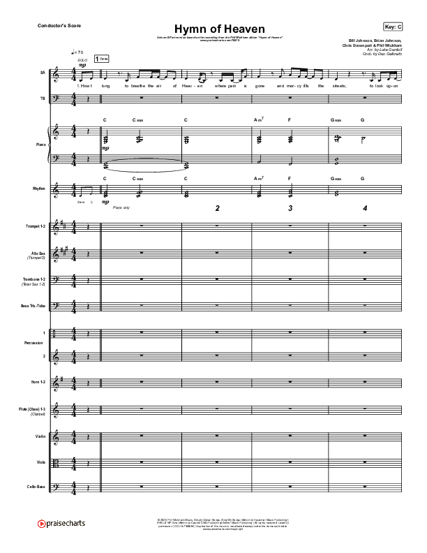 Hymn Of Heaven (Unison/2-Part Choir) Conductor's Score (Phil Wickham / Arr. Luke Gambill)