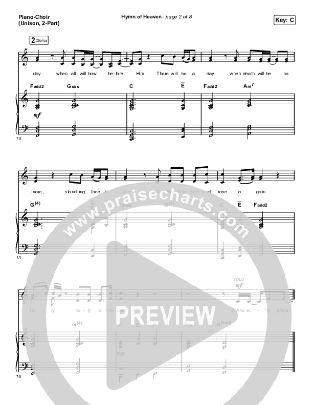 Hymn Of Heaven (Unison/2-Part Choir) Piano/Choir  (Uni/2-Part) (Phil Wickham / Arr. Luke Gambill)