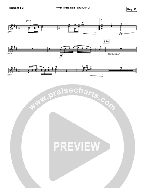 Hymn Of Heaven (Unison/2-Part Choir) Trumpet 1,2 (Phil Wickham / Arr. Luke Gambill)