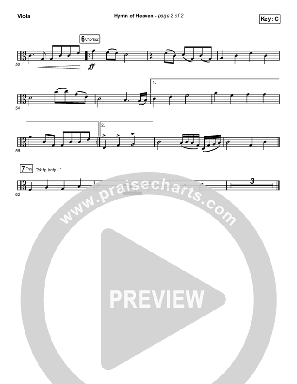 Hymn Of Heaven (Unison/2-Part Choir) Viola (Phil Wickham / Arr. Luke Gambill)