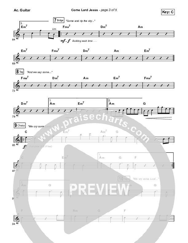 Come Lord Jesus Acoustic Guitar (Jesus Image / Jeremy Riddle)