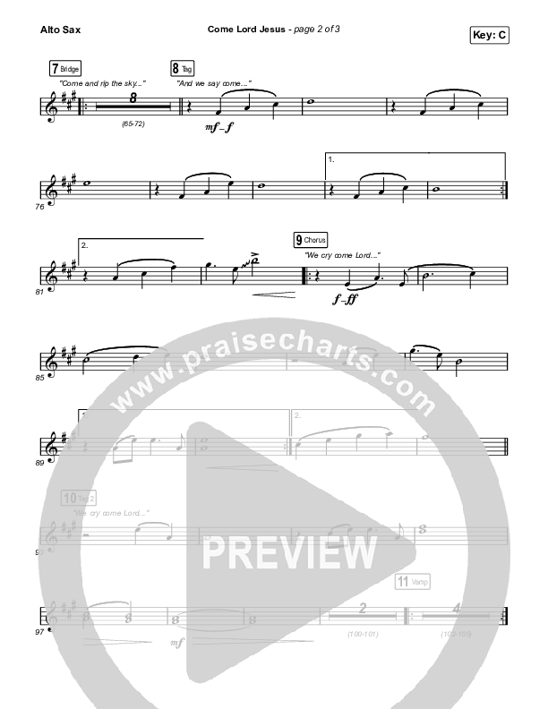 Come Lord Jesus Sax Pack (Jesus Image / Jeremy Riddle)