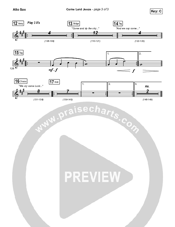 Come Lord Jesus Sax Pack (Jesus Image / Jeremy Riddle)