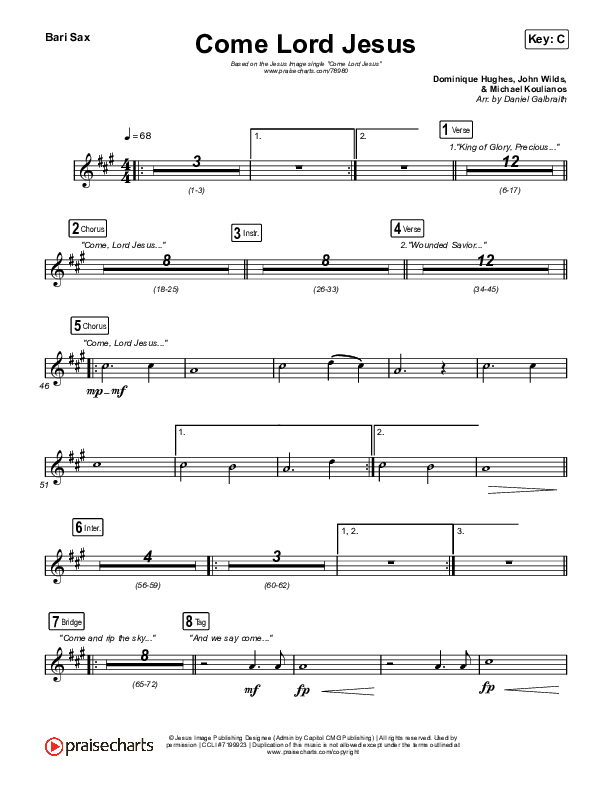 Come Lord Jesus Bari Sax (Jesus Image / Jeremy Riddle)