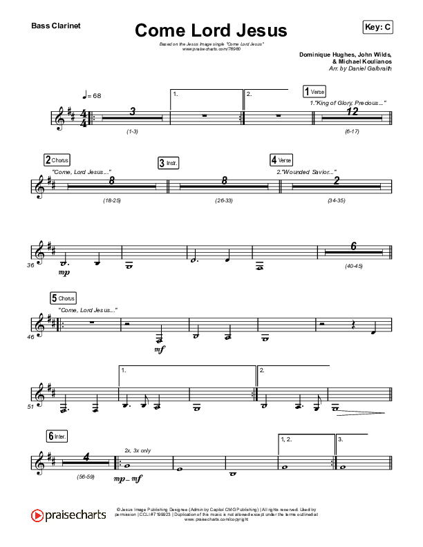 Come Lord Jesus Bass Clarinet (Jesus Image / Jeremy Riddle)