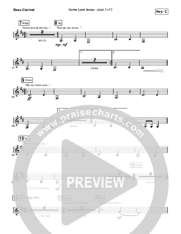 Come Lord Jesus Bass Clarinet (Jesus Image / Jeremy Riddle)