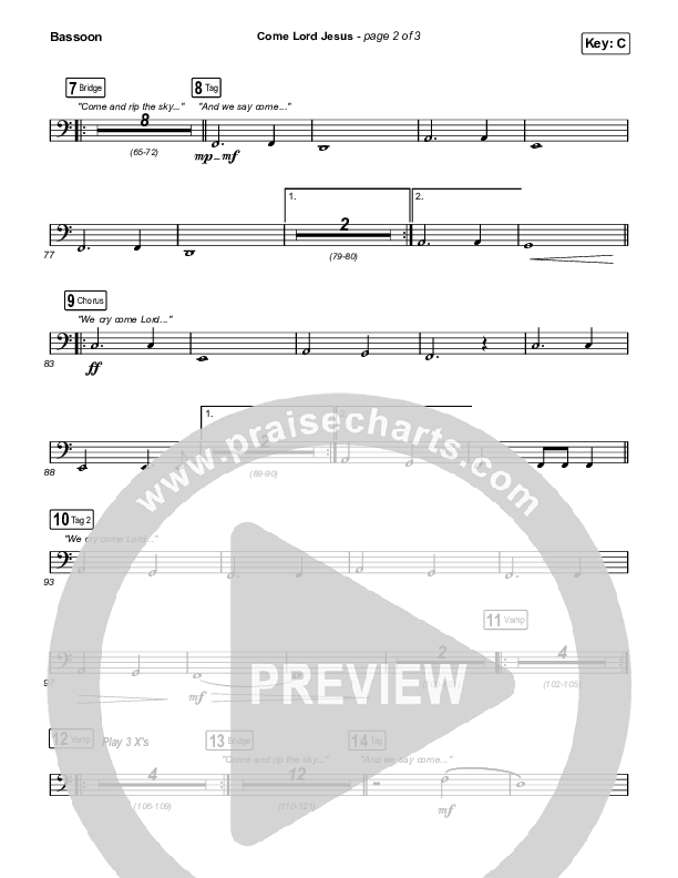 Come Lord Jesus Bassoon (Jesus Image / Jeremy Riddle)