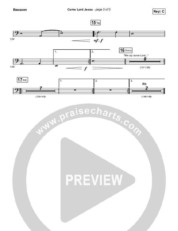 Come Lord Jesus Bassoon (Jesus Image / Jeremy Riddle)