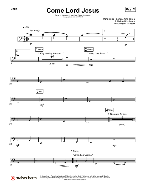 Come Lord Jesus Cello (Jesus Image / Jeremy Riddle)