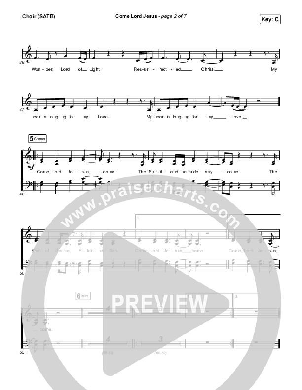 Come Lord Jesus Choir Vocals (SATB) (Jesus Image / Jeremy Riddle)