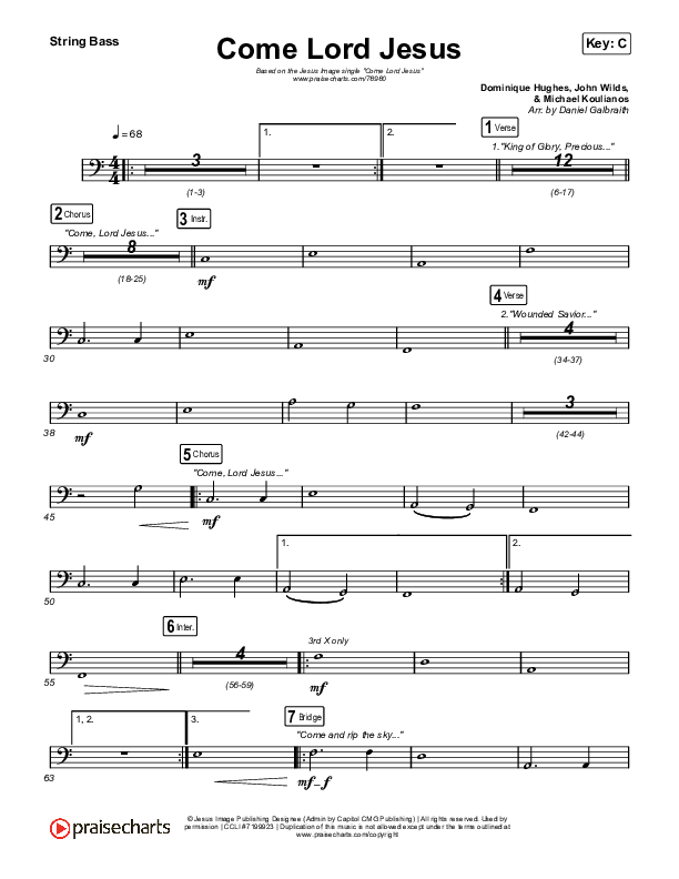 Come Lord Jesus Double Bass (Jesus Image / Jeremy Riddle)