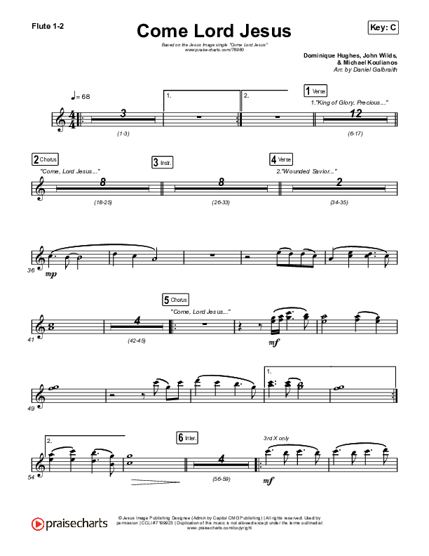 Come Lord Jesus Flute 1/2 (Jesus Image / Jeremy Riddle)