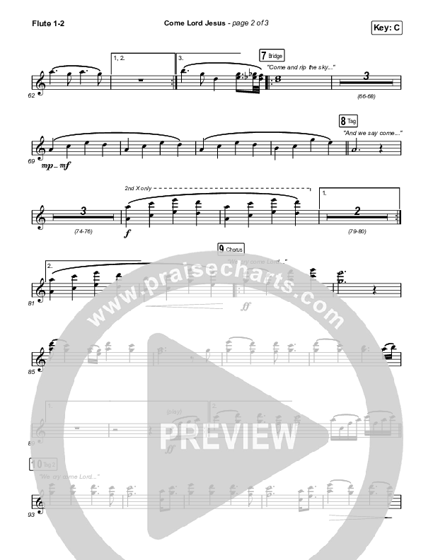 Come Lord Jesus Flute 1/2 (Jesus Image / Jeremy Riddle)