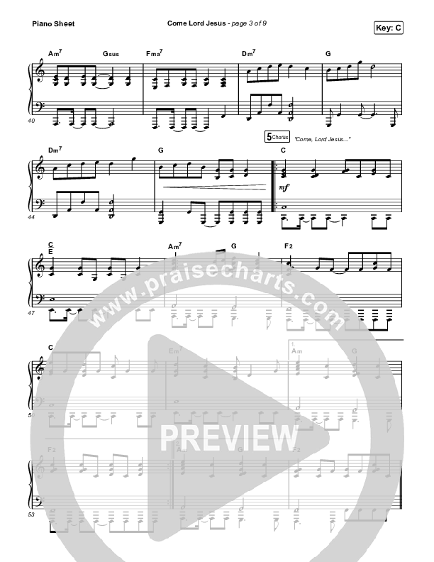 Come Lord Jesus Piano Sheet (Jesus Image / Jeremy Riddle)