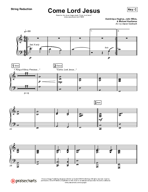 Come Lord Jesus String Reduction (Jesus Image / Jeremy Riddle)