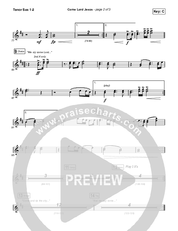 Come Lord Jesus Tenor Sax 1/2 (Jesus Image / Jeremy Riddle)