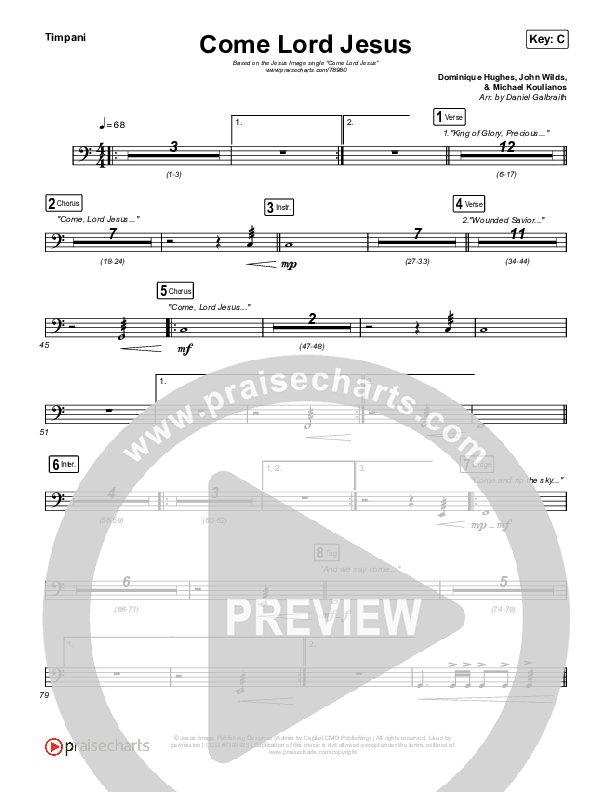 Come Lord Jesus Timpani (Jesus Image / Jeremy Riddle)