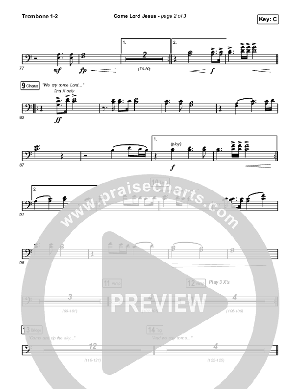 Come Lord Jesus Trombone 1/2 (Jesus Image / Jeremy Riddle)