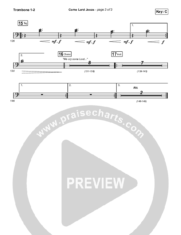 Come Lord Jesus Trombone 1/2 (Jesus Image / Jeremy Riddle)