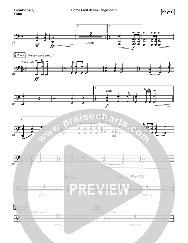 Come Lord Jesus Trombone 3/Tuba (Jesus Image / Jeremy Riddle)