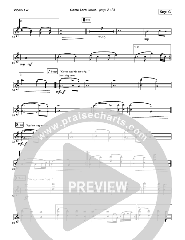 Come Lord Jesus Violin 1/2 (Jesus Image / Jeremy Riddle)