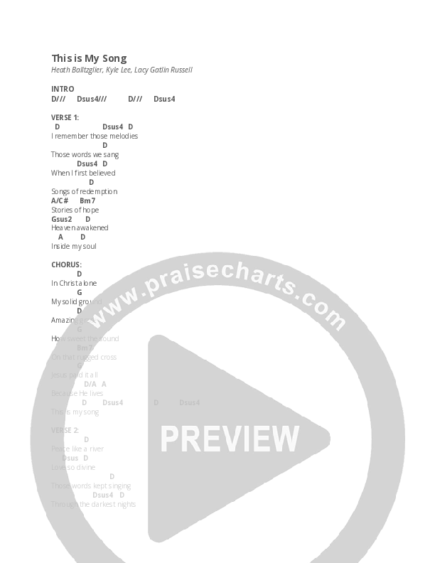 This Is My Song Chords PDF (North Point Worship / Heath Balltzglier