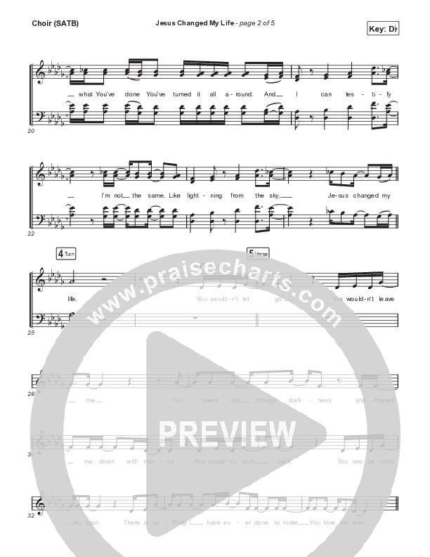 Jesus Changed My Life Choir Sheet (SATB) (Katy Nichole)