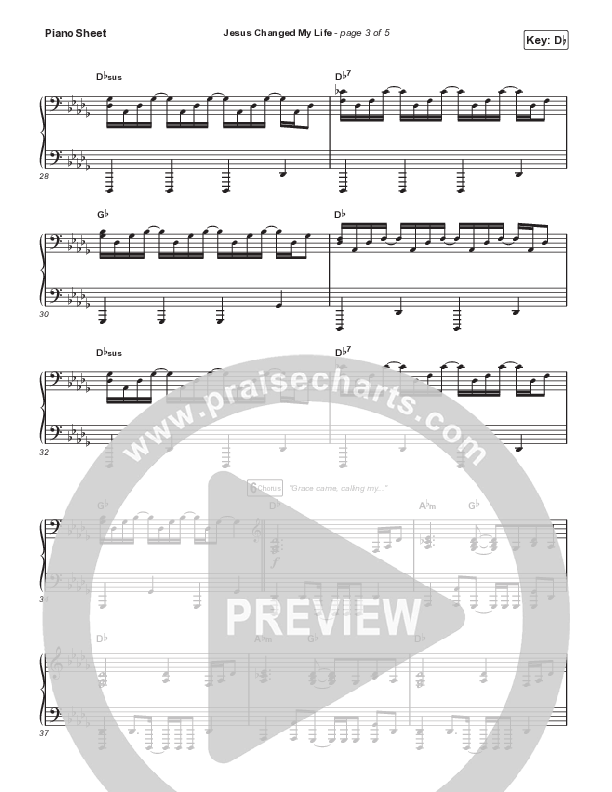 Jesus Changed My Life Piano Sheet (Katy Nichole)