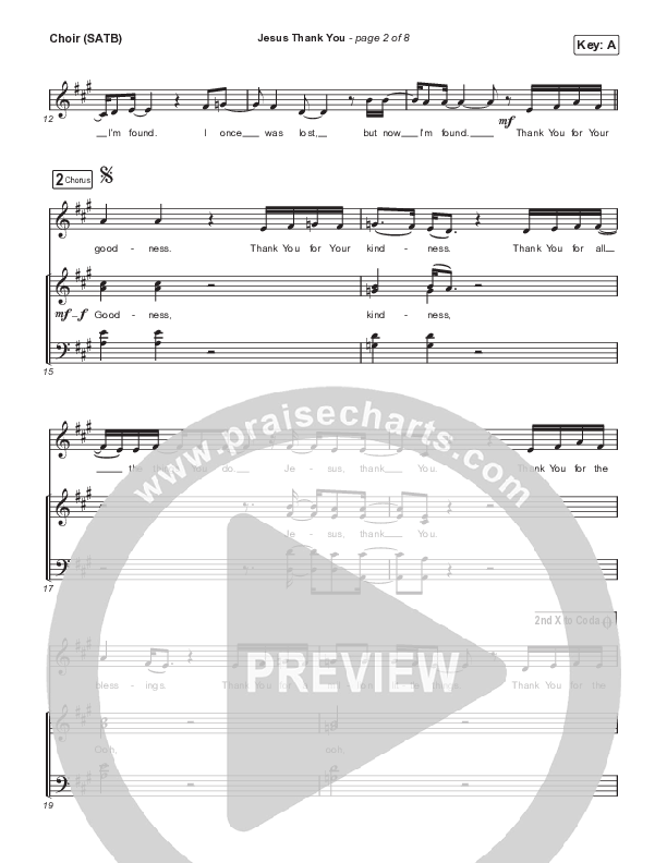 Jesus Thank You Choir Sheet (SATB) (Katy Nichole)