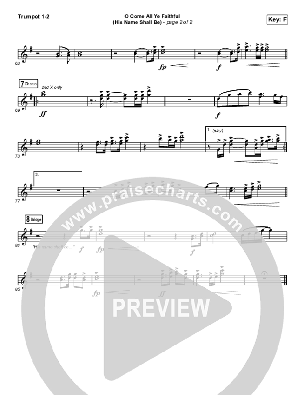 O Come All Ye Faithful (His Name Shall Be) (Worship Choir SAB) Trumpet 1,2 (Passion / Melodie Malone / Arr. Luke Gambill)