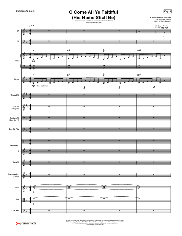 O Come All Ye Faithful (His Name Shall Be) (Unison/2-Part Choir) Conductor's Score (Passion / Melodie Malone / Arr. Luke Gambill)