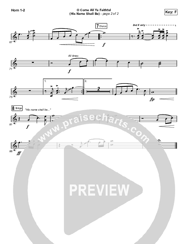 O Come All Ye Faithful (His Name Shall Be) (Sing It Now SATB) French Horn 1/2 (Passion / Melodie Malone / Arr. Luke Gambill)