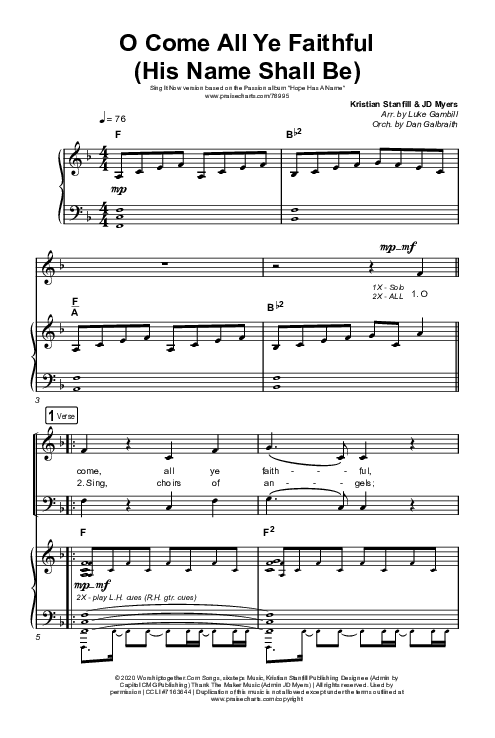 O Come All Ye Faithful (His Name Shall Be) (Sing It Now SATB) Octavo (SATB & Pno) (Passion / Melodie Malone / Arr. Luke Gambill)