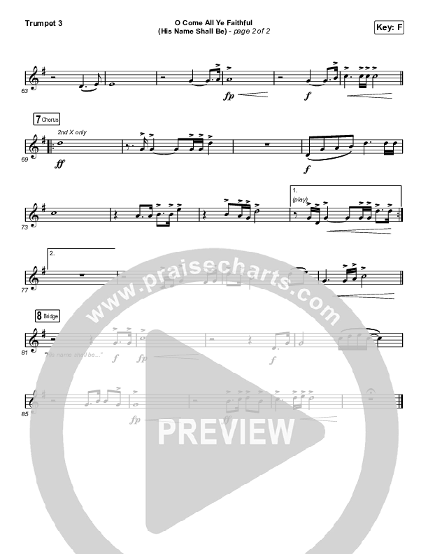 O Come All Ye Faithful (His Name Shall Be) (Sing It Now SATB) Trumpet 3 (Passion / Melodie Malone / Arr. Luke Gambill)