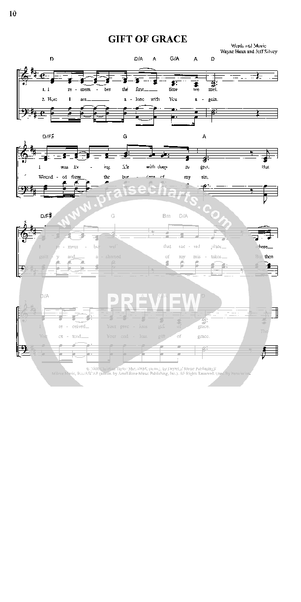 Gift Of Grace Lead Sheet (Jessica King)