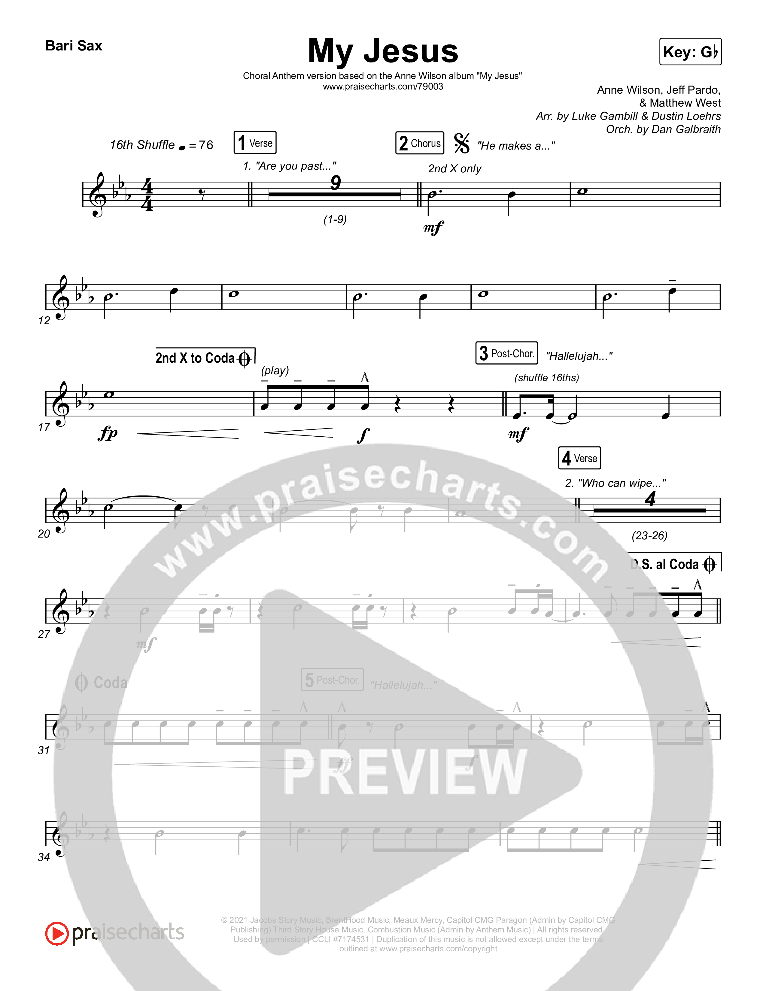 My Jesus (Choral Anthem SATB) Bari Sax (Anne Wilson / Arr. Luke Gambill)