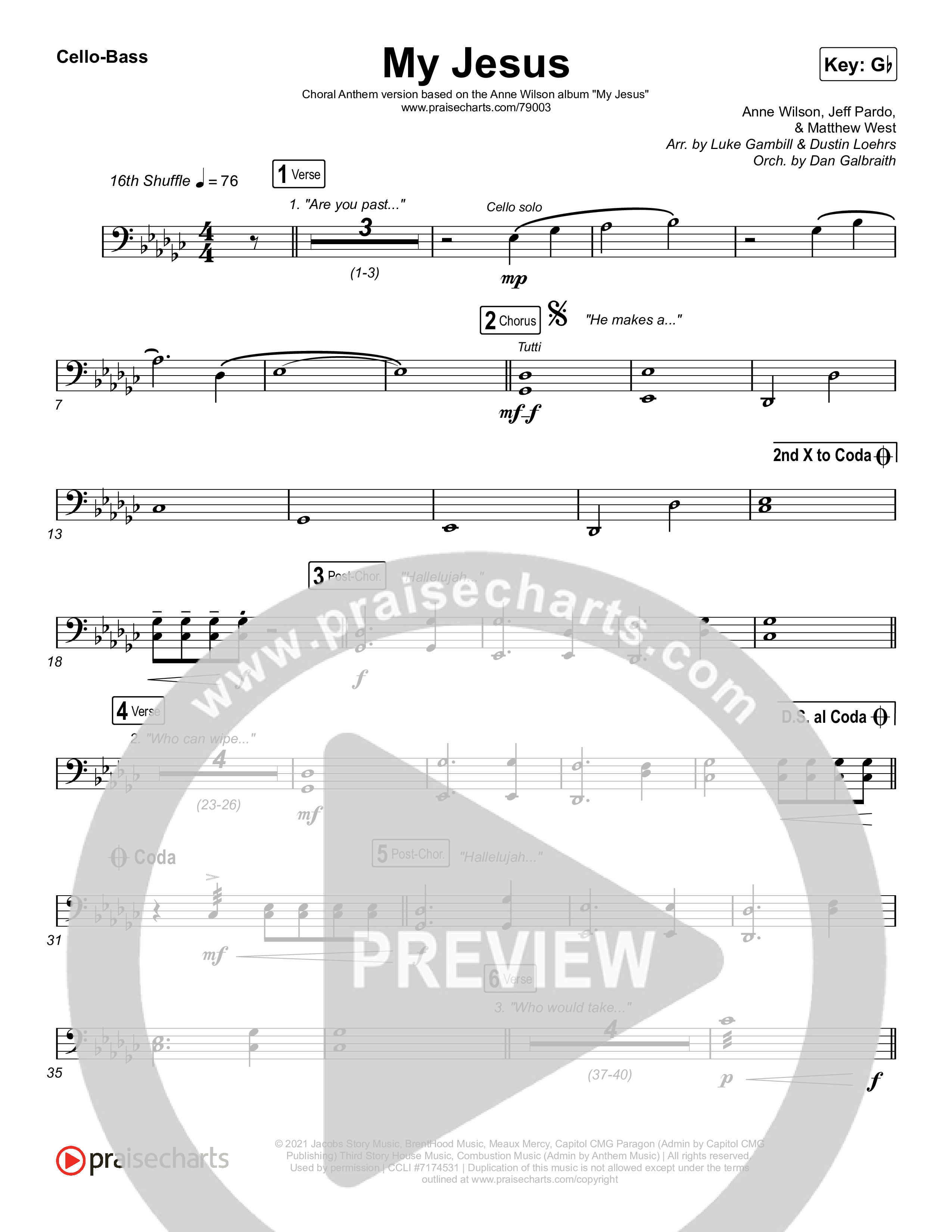 My Jesus (Choral Anthem SATB) Cello/Bass (Anne Wilson / Arr. Luke Gambill)