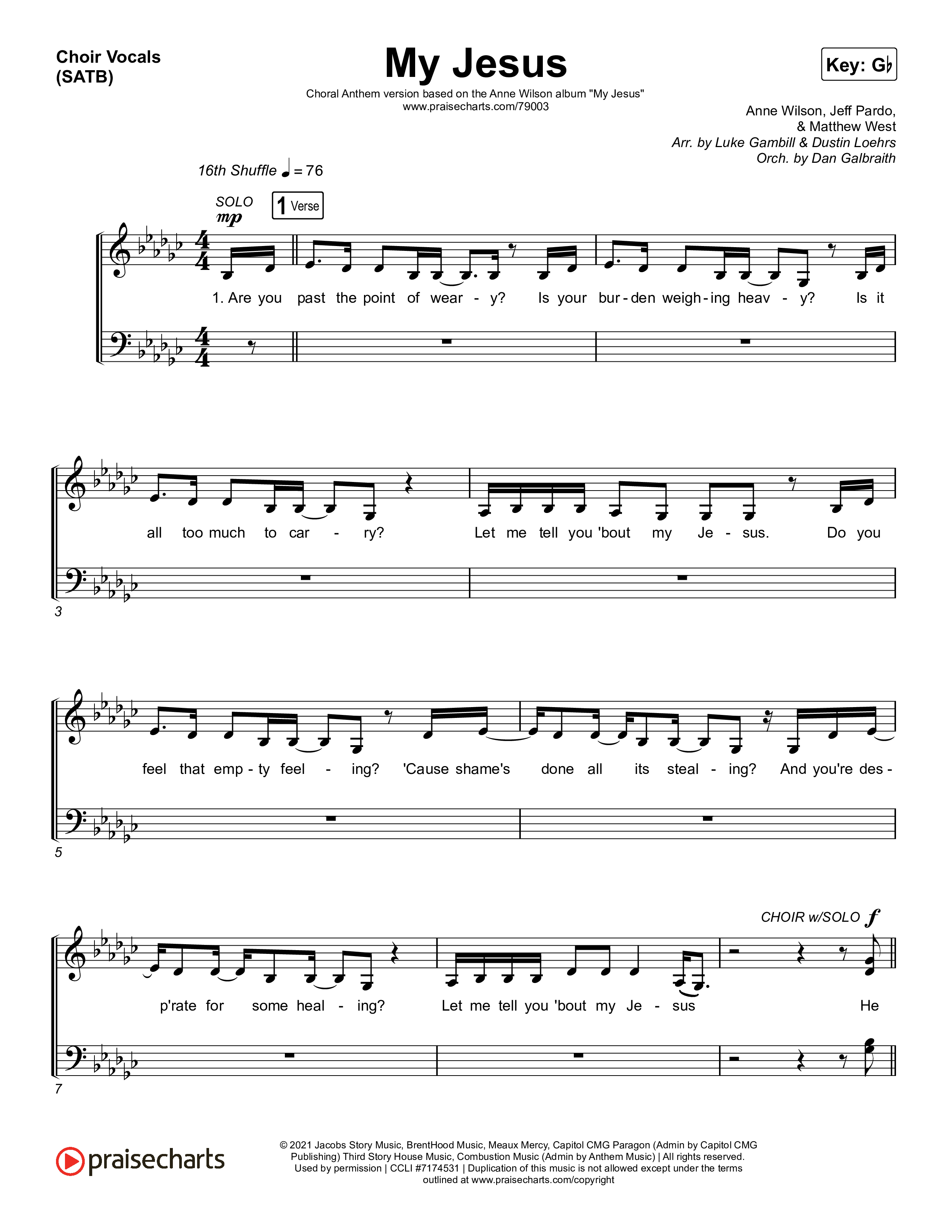 My Jesus (Choral Anthem SATB) Choir Sheet (SATB) (Anne Wilson / Arr. Luke Gambill)
