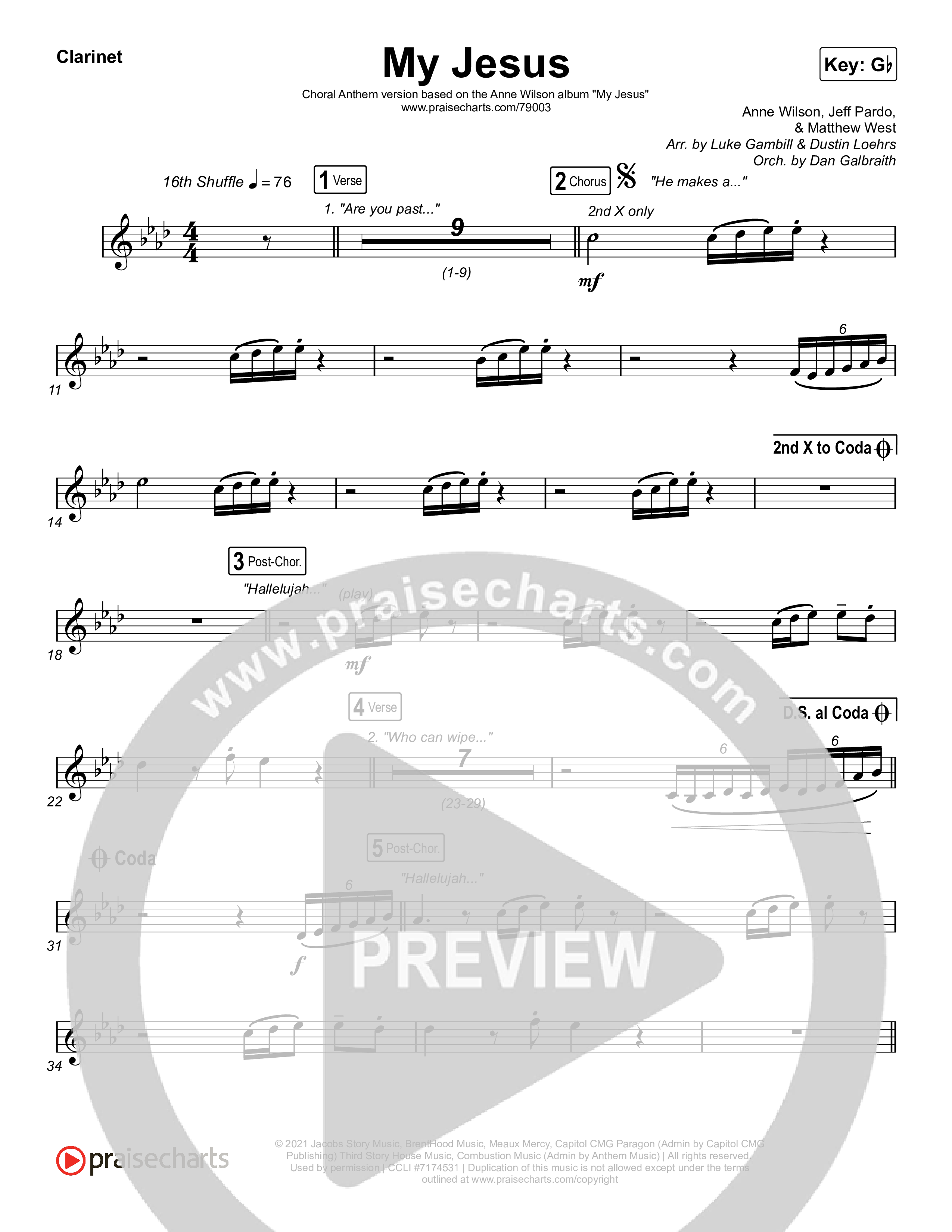 My Jesus (Choral Anthem SATB) Clarinet 1,2 (Anne Wilson / Arr. Luke Gambill)