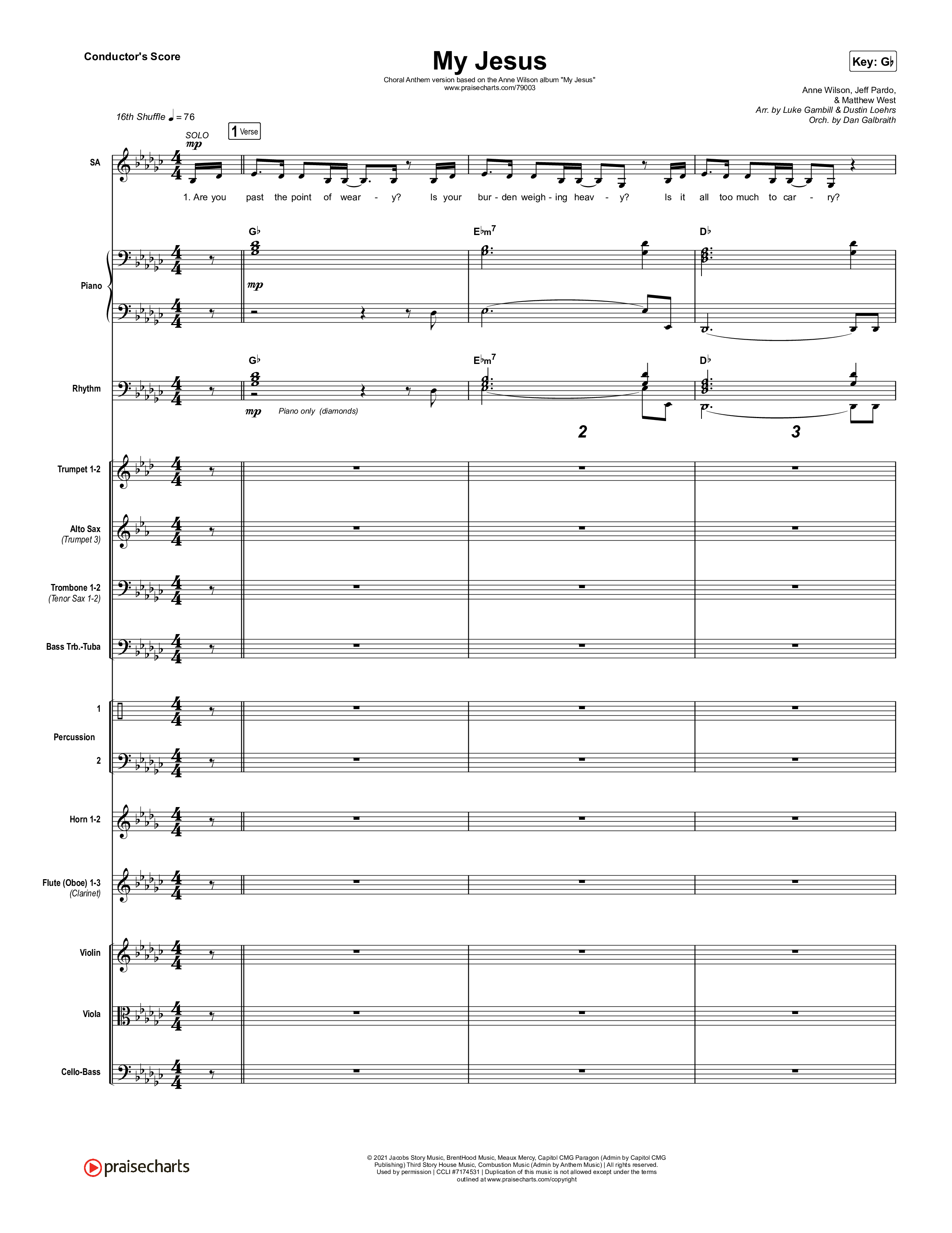 My Jesus (Choral Anthem SATB) Orchestration (Anne Wilson / Arr. Luke Gambill)