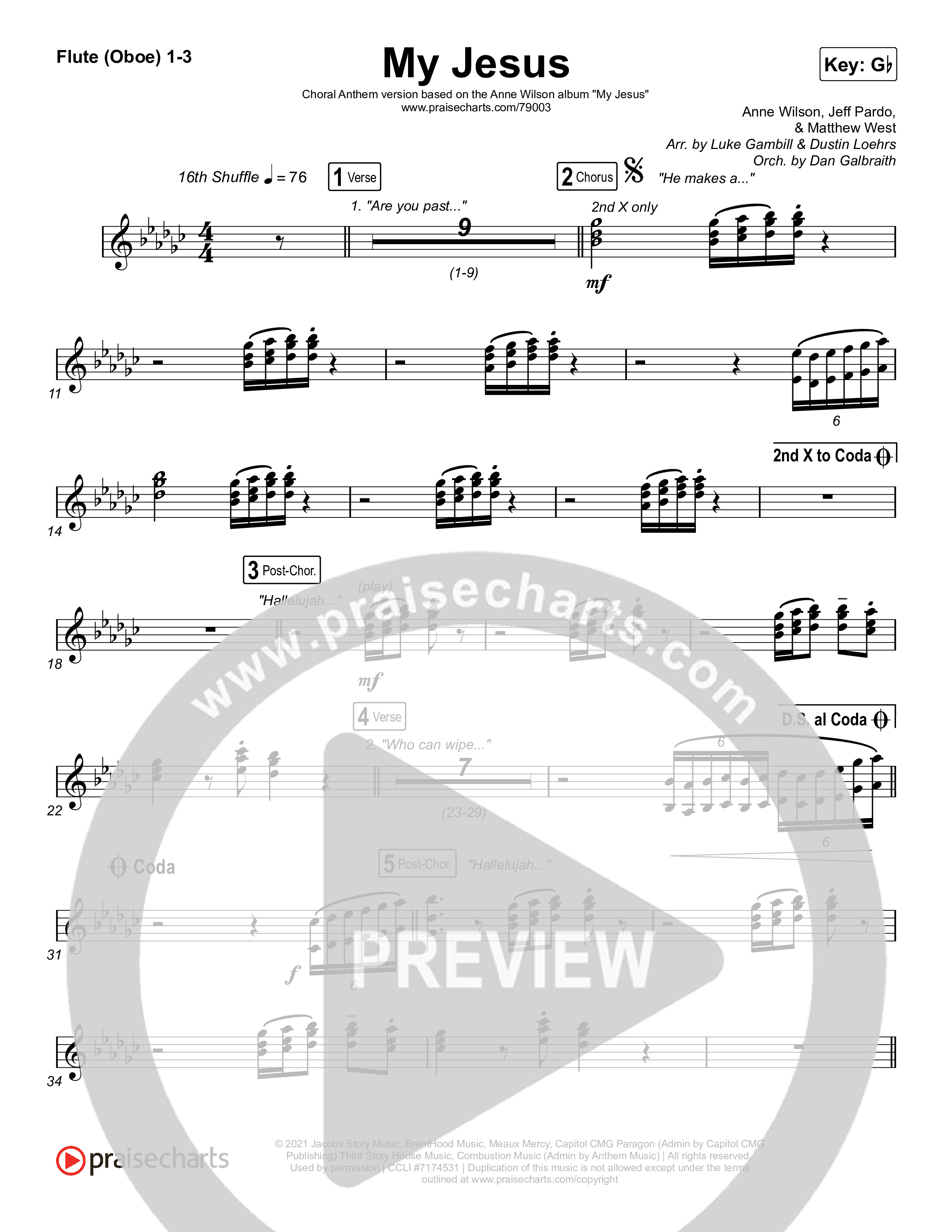 My Jesus (Choral Anthem SATB) Flute/Oboe 1/2/3 (Anne Wilson / Arr. Luke Gambill)