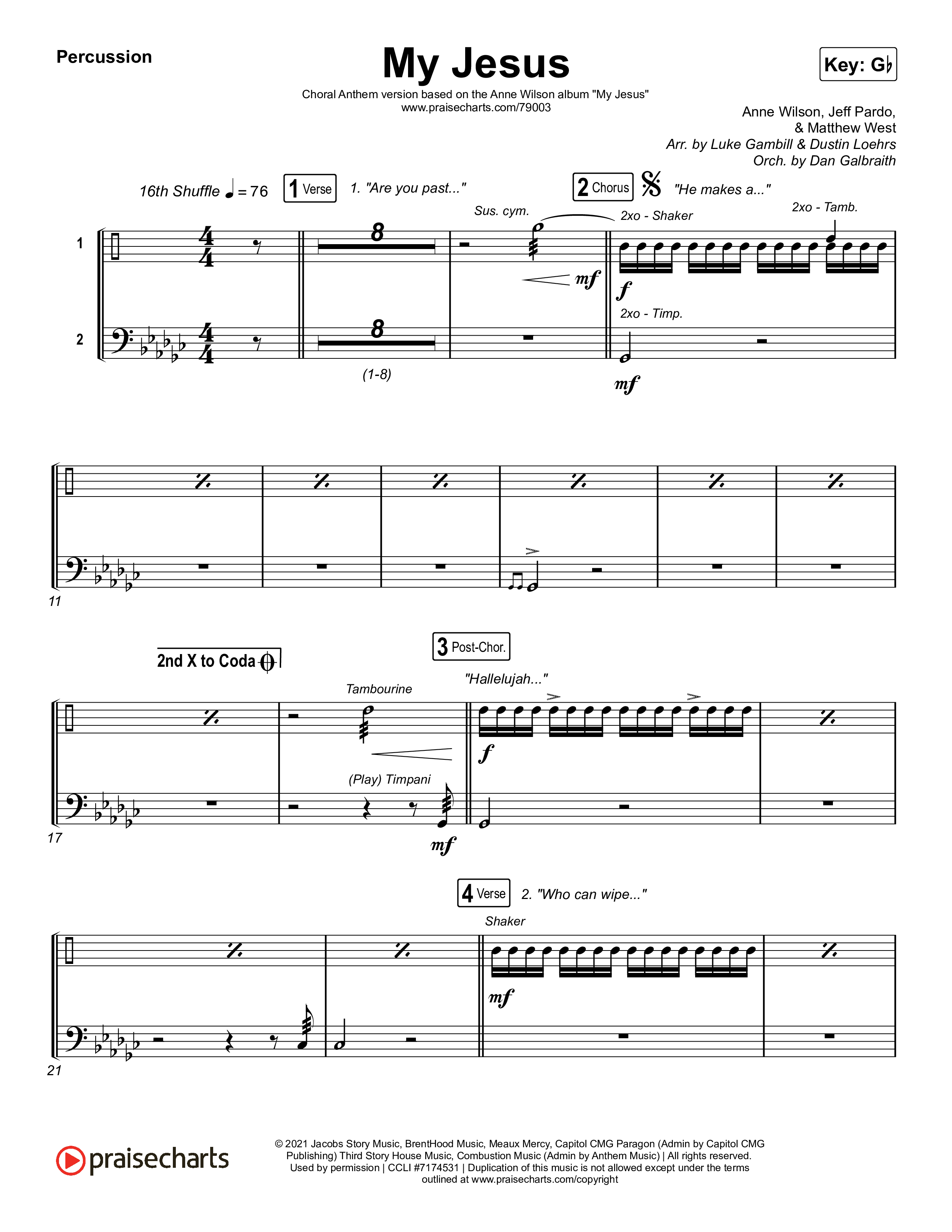 My Jesus (Choral Anthem SATB) Percussion (Anne Wilson / Arr. Luke Gambill)