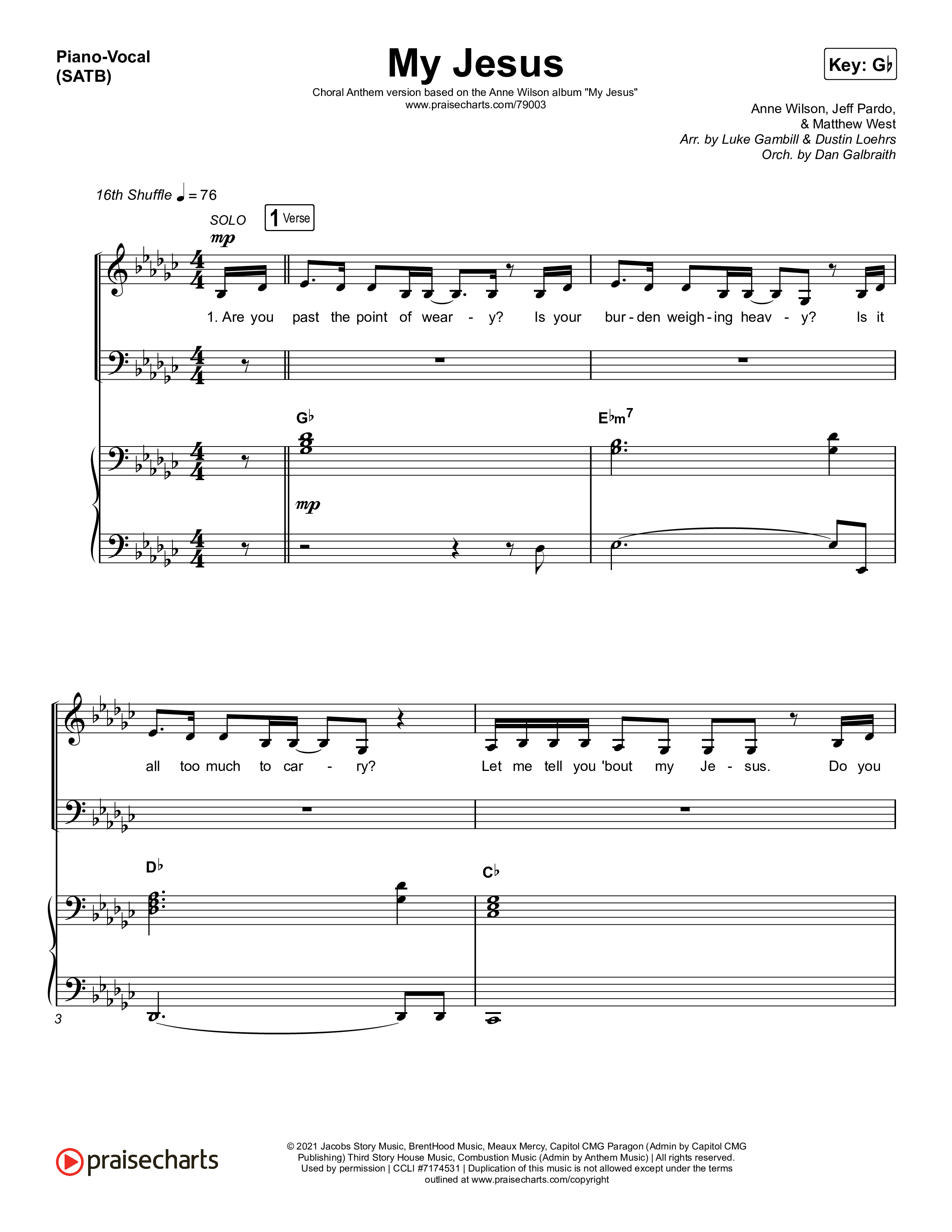 My Jesus (Choral Anthem SATB) Piano/Vocal (SATB) (Anne Wilson / Arr. Luke Gambill)