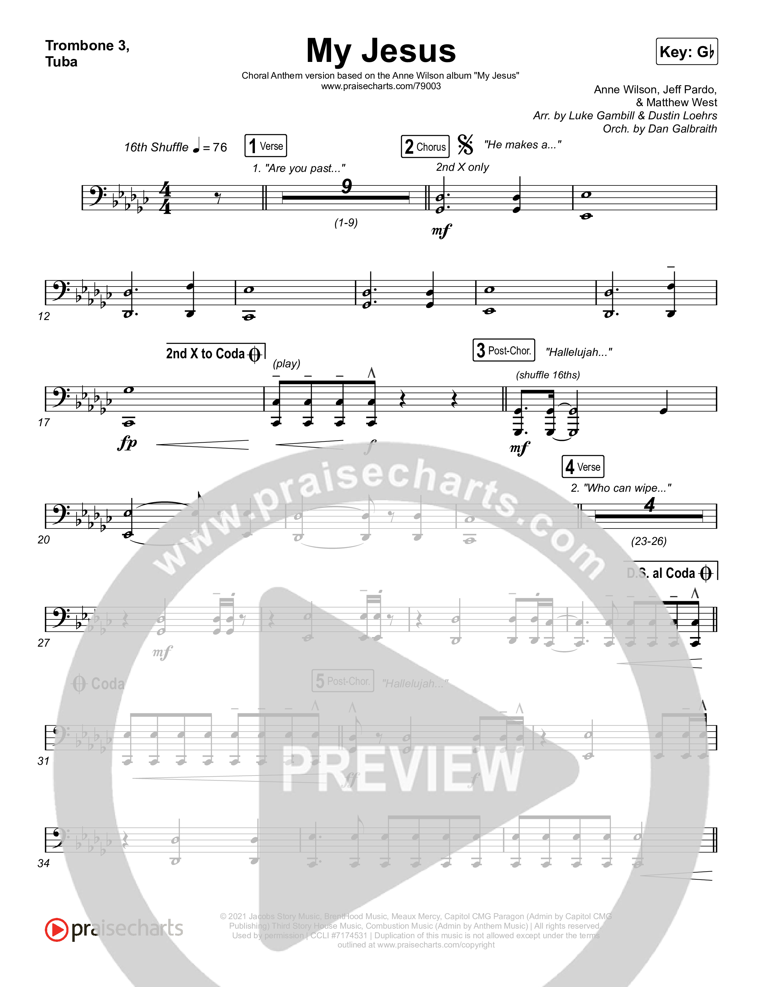My Jesus (Choral Anthem SATB) Trombone 1,2 (Anne Wilson / Arr. Luke Gambill)