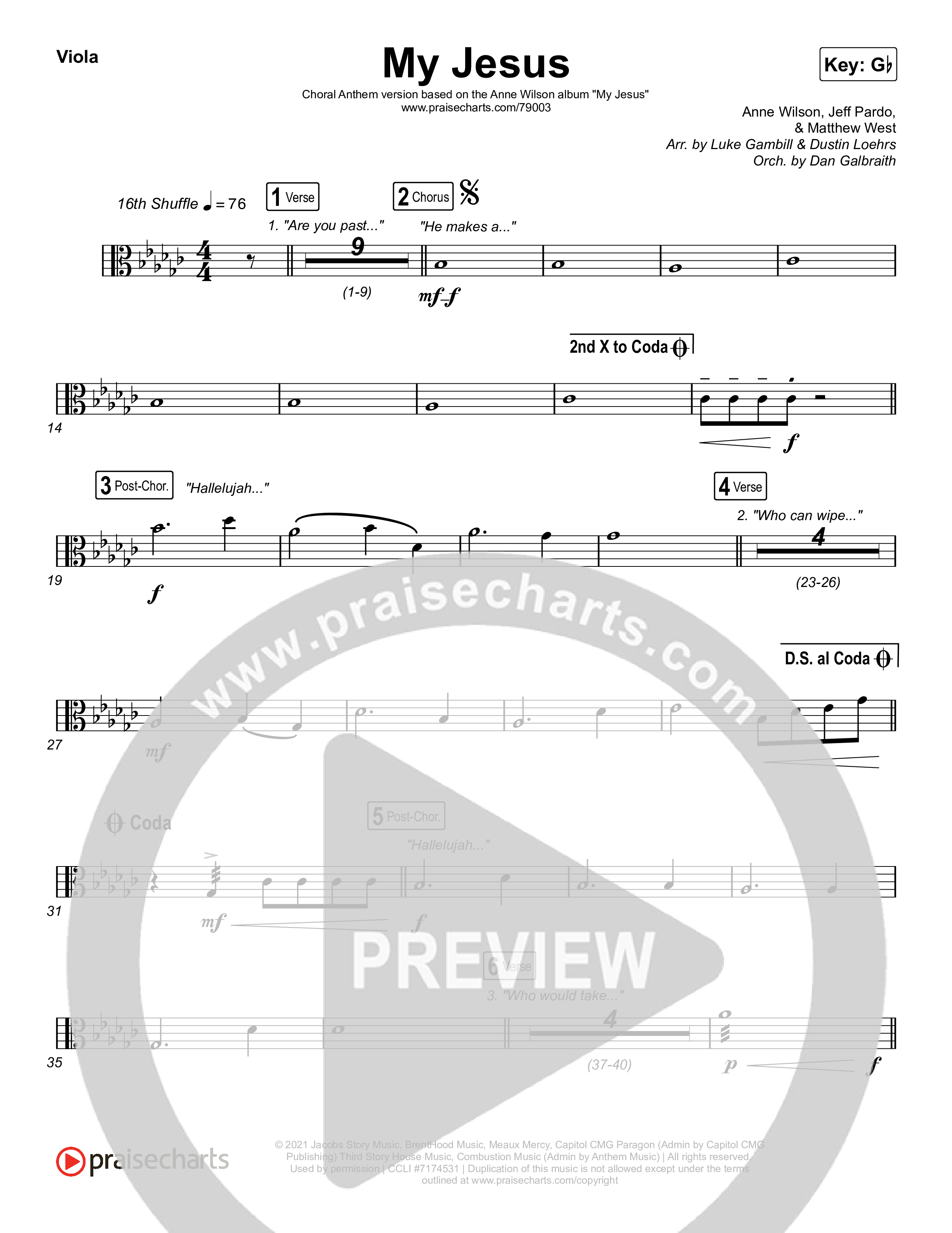 My Jesus (Choral Anthem SATB) Viola (Anne Wilson / Arr. Luke Gambill)