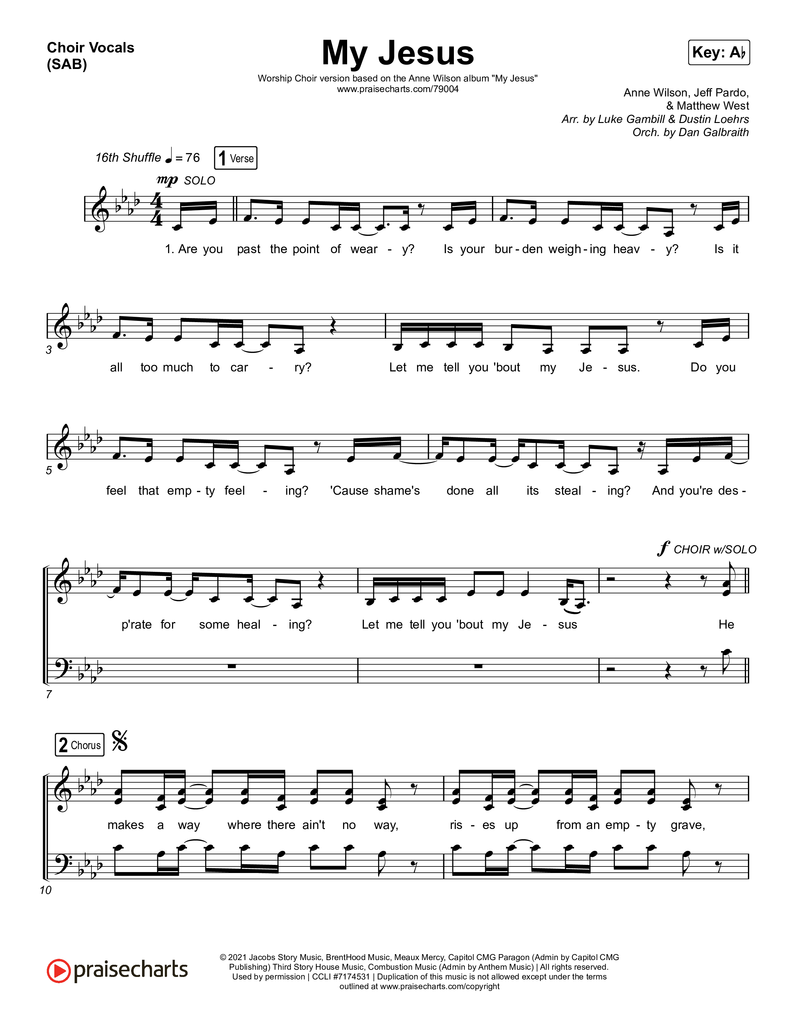 My Jesus (Worship Choir SAB) Choir Sheet (SAB) (Anne Wilson / Arr. Luke Gambill)